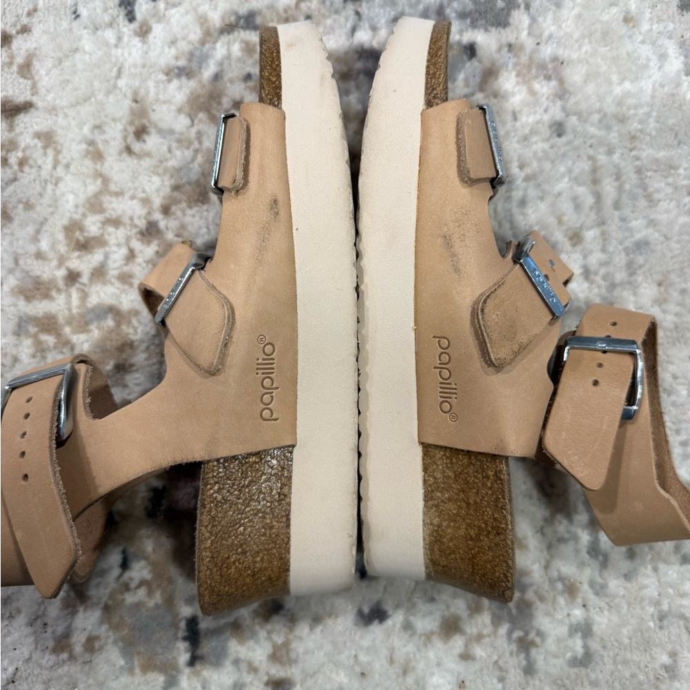 Papillio Tan Nude Leather Triple-Buckle Sandals - Picture 5 of 6